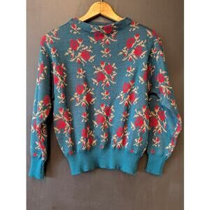 Vintage Crazy Horse Rose Print Sweater
